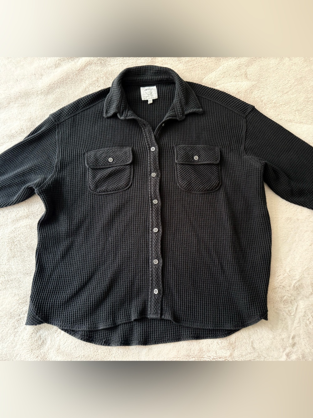 Aerie LumberJane Waffle Shirt True Black Size S - Picture 9 of 11